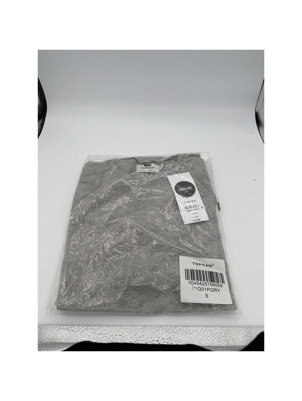 Topman Mens Longline T-Shirt Grey Crew Neck Raglan Sleeve 71Q01PGRY New Small